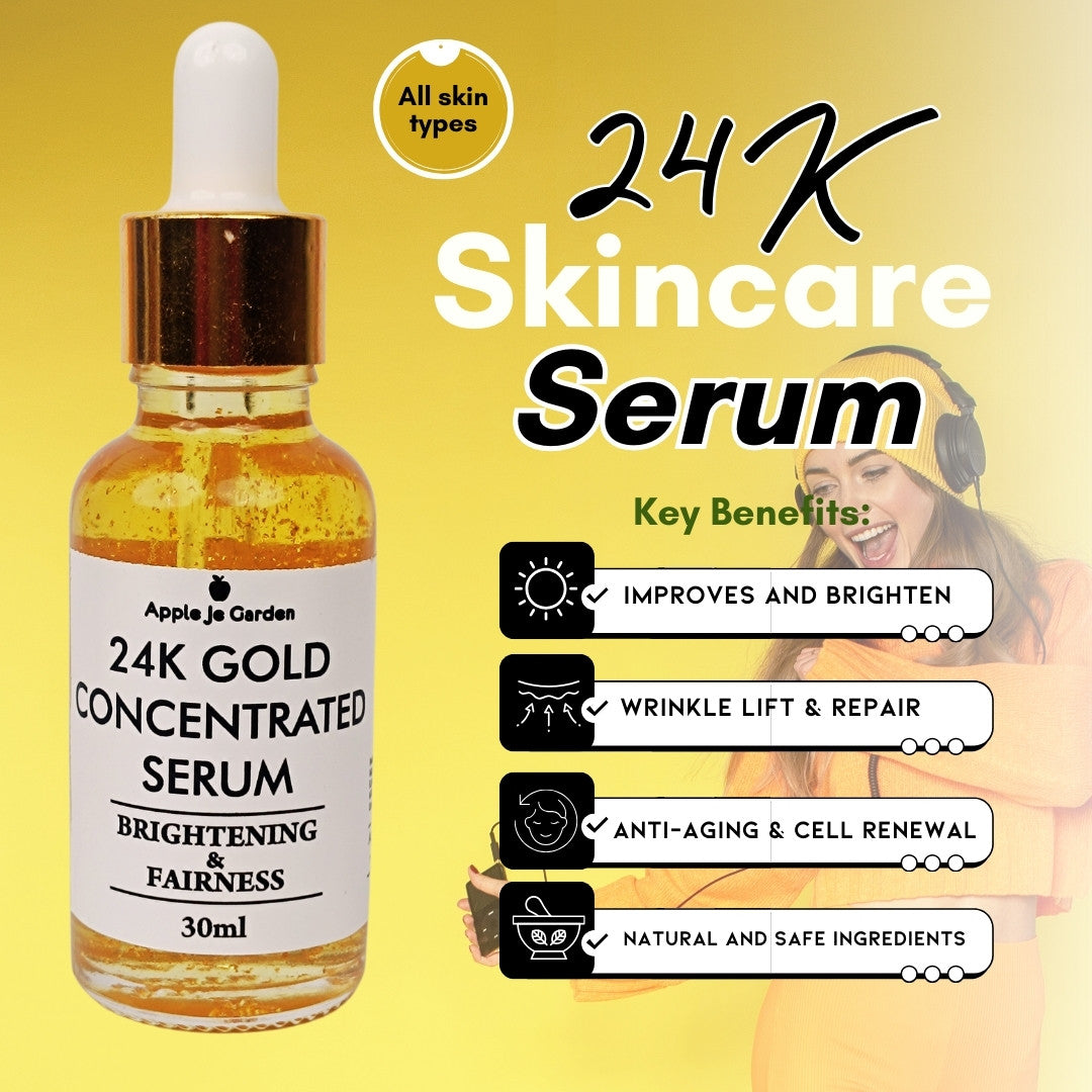 APPLE JE GARDEN Skin Brightening Golden Serum with 24K Gold & Rose – 30ML
